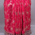 Rani Pink Banarasi Silk Saree Heavy Zari Border Floral Weaving Saree