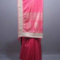 Rani Pink Designer Silk Saree Heavy Embroidered Border Stone Work 