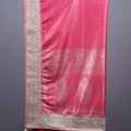 Rani Pink Designer Silk Saree Heavy Embroidered Border Stone Work