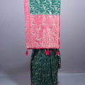 Green Banarasi Silk Saree Pink Contrast Border Zari Weaving Saree