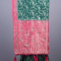 Green Banarasi Silk Saree Pink Contrast Border Zari Weaving Saree