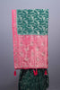 Green Banarasi Silk Saree Pink Contrast Border Zari Weaving Saree