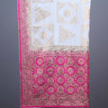 White Pink Designer Silk Saree with Heavy Embroidered Border