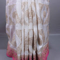 White Pink Designer Silk Saree with Heavy Embroidered Border