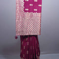 Wine Purple Banarasi Silk Saree Rich Zari Weaving Heavy Border