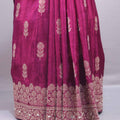 Wine Purple Banarasi Silk Saree Rich Zari Weaving Heavy Border