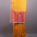 Mustard Yellow Silk Saree Red Contrast Border Embroidered Lace Saree