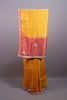 Mustard Yellow Silk Saree Red Contrast Border Embroidered Lace Saree