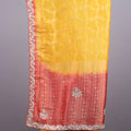 Mustard Yellow Silk Saree Red Contrast Border Embroidered Lace Saree