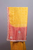 Mustard Yellow Silk Saree Red Contrast Border Embroidered Lace Saree