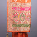 Orange Banarasi Silk Saree Pink Green Meenakari Pallu Heavy Zari Border