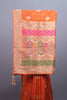 Orange Banarasi Silk Saree Pink Green Meenakari Pallu Heavy Zari Border