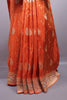 Orange Banarasi Silk Saree Pink Green Meenakari Pallu Heavy Zari Border