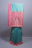 Turquoise Blue Banarasi Silk Saree Rani Pink Heavy Zari Border Meenakari Pallu