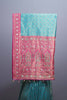 Turquoise Blue Banarasi Silk Saree Rani Pink Heavy Zari Border Meenakari Pallu