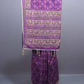 Purple Traditional Embroidered Saree Heavy Border Tassel Pallu 