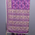 Purple Traditional Embroidered Saree Heavy Border Tassel Pallu