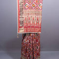 Pink Red Traditional Patola Saree Heavy Embroidered Border Tassel Pallu