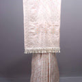 Off White Embroidered Silk Saree with Floral Pallu Tassel Border 