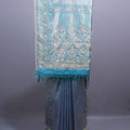 Sky Blue Designer Embroidered Saree Heavy Zari Border Tassel Pallu 