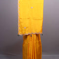 Bright Yellow Silk Saree with Embroidered Scallop Border Tassel Pallu 