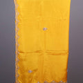 Bright Yellow Silk Saree with Embroidered Scallop Border Tassel Pallu