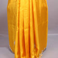 Bright Yellow Silk Saree with Embroidered Scallop Border Tassel Pallu