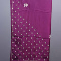 Dark Plum Silk Saree with Silver Butti Embroidery Tassel Border