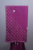 Dark Plum Silk Saree with Silver Butti Embroidery Tassel Border