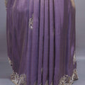 Lavender Silk Saree with Heavy Silver Embroidered Border Designer Pallu