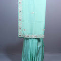 Sea Green Soft Georgette Saree Silver Zari Embroidered Border