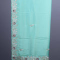 Sea Green Soft Georgette Saree Silver Zari Embroidered Border