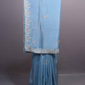 Dusty Blue Soft Georgette Saree with Silver Zari Embroidered Border 