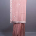 Dusty Rose Soft Georgette Saree Silver Embroidered Border 