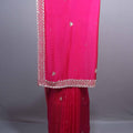 Rani Pink Soft Georgette Saree with Silver Embroidered Border