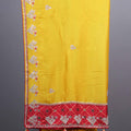 Mustard Yellow Soft Georgette Saree with Red Embroidered Border