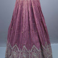 Dusty Rose Silk Embroidered Lehenga Choli with Contrast Blue Dupatta