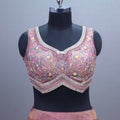 Dusty Rose Silk Embroidered Lehenga Choli with Contrast Blue Dupatta