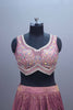Dusty Rose Silk Embroidered Lehenga Choli with Contrast Blue Dupatta