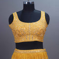 Yellow Georgette Embroidered Bridal Lehenga Choli with Dupatta