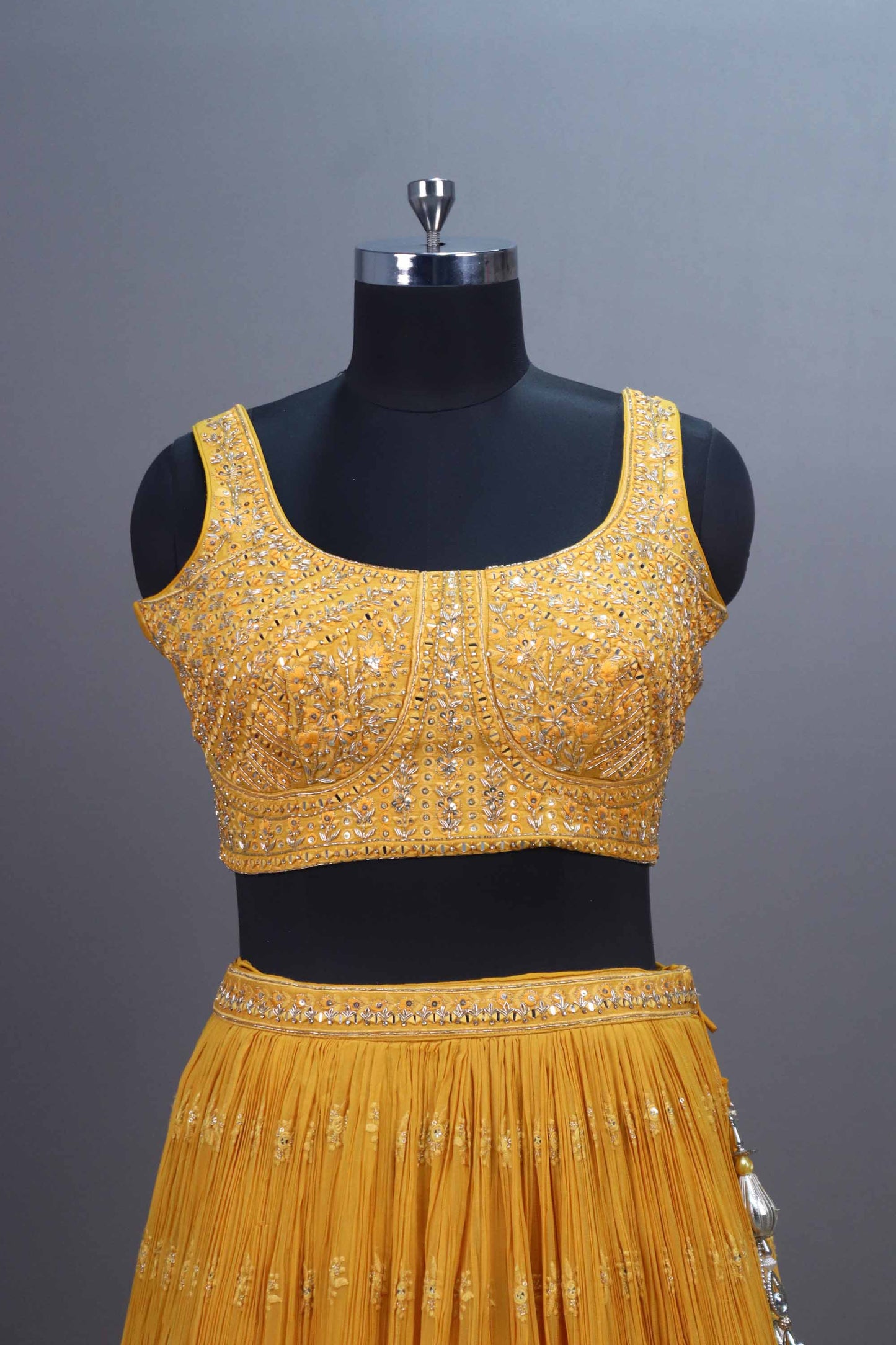 Yellow Georgette Embroidered Bridal Lehenga Choli with Dupatta