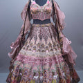 Designer Mauve Silk Printed Embroidered Lehenga Choli Organza Dupatta