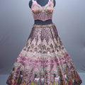 Designer Mauve Silk Printed Embroidered Lehenga Choli Organza Dupatta