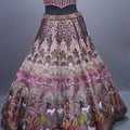 Designer Mauve Silk Printed Embroidered Lehenga Choli Organza Dupatta