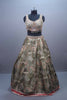 Olive Green Silk Printed Embroidered Designer Lehenga Choli Contrast Red Dupatta