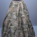 Olive Green Silk Printed Embroidered Designer Lehenga Choli Contrast Red Dupatta