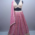  Pink Organza Embroidered Designer Lehenga Choli Heavy Blouse Dupatta