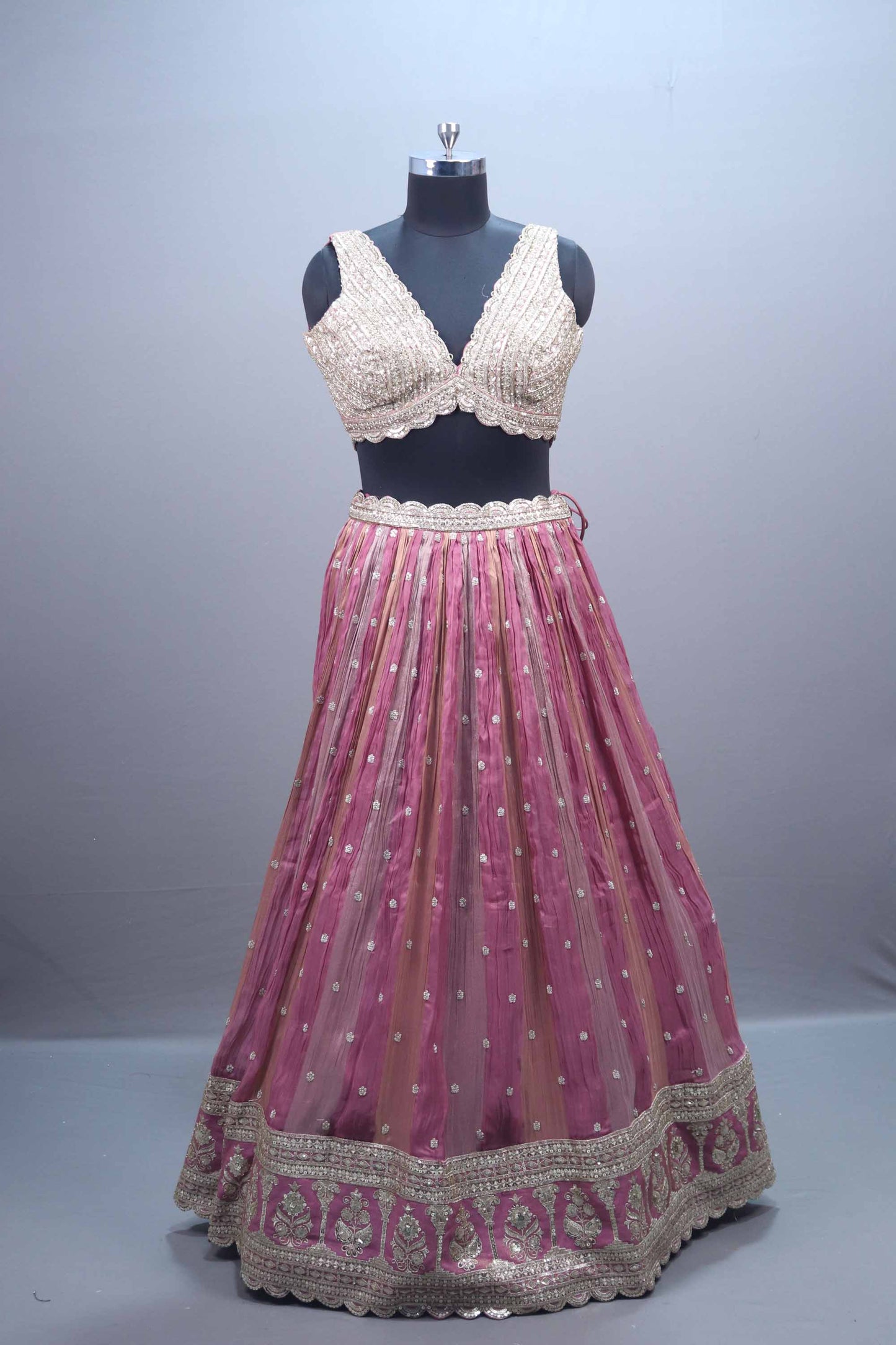 Pink Organza Embroidered Designer Lehenga Choli Heavy Blouse Dupatta