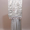  Off White Silk Embroidered Saree Designer Pallu Tassel Border 