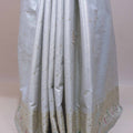 Off White Silk Embroidered Saree Designer Pallu Tassel Border